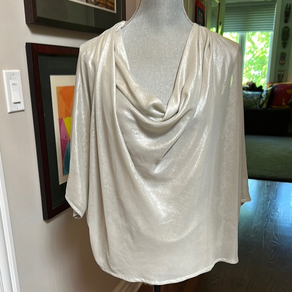 Ted Baker London Tops - Ted Baker London Silver Draped 3/4 Sleeve Blouse